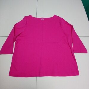 Croft & Barrow Womens XXL Pink 3/4 Sleeve Boat Neck Cotton T Shirt Top